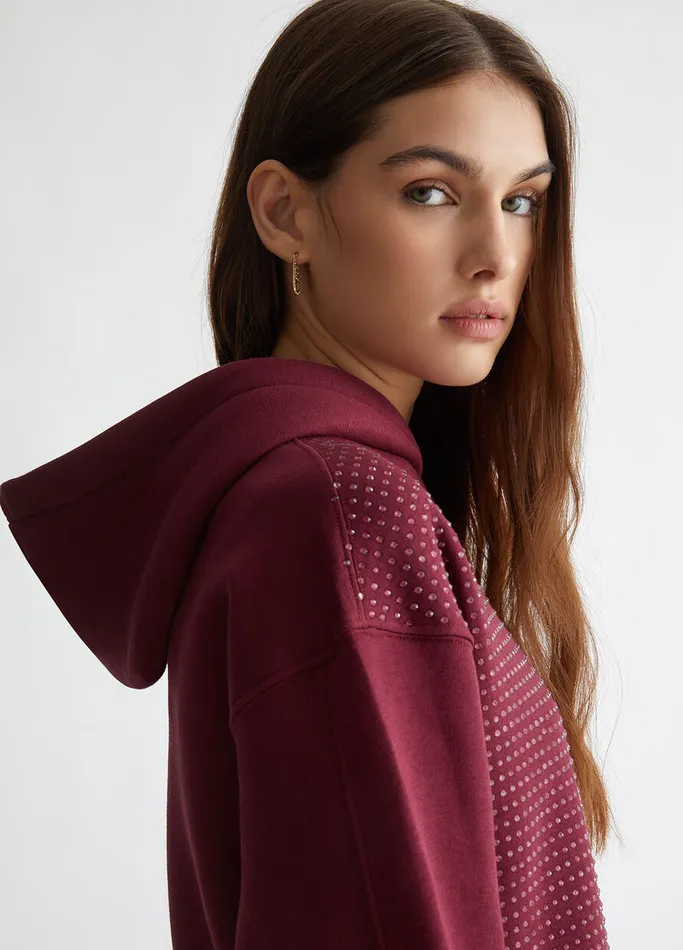 Women Liujo Sweatshirts Sweatshirt With Rhinestones Burgundy
