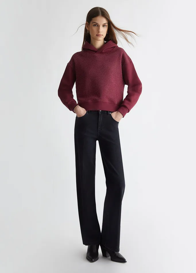 Women Liujo Sweatshirts Sweatshirt With Rhinestones Burgundy