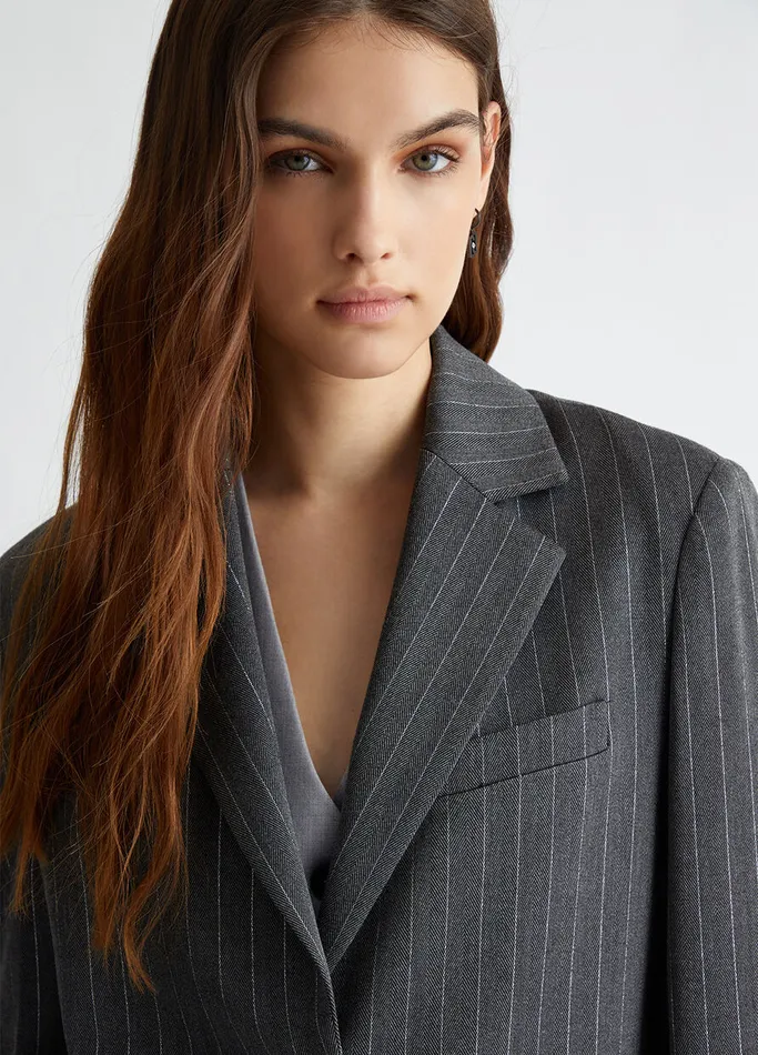 Women Liujo Tailleurs Pin Striped Blazer Grey