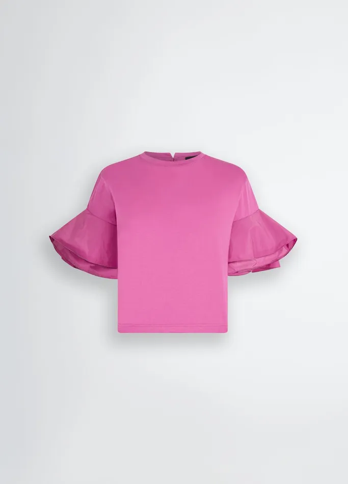 Women Liujo Tops And TShirts Peony Pink TShirt With Flounced Detailing
