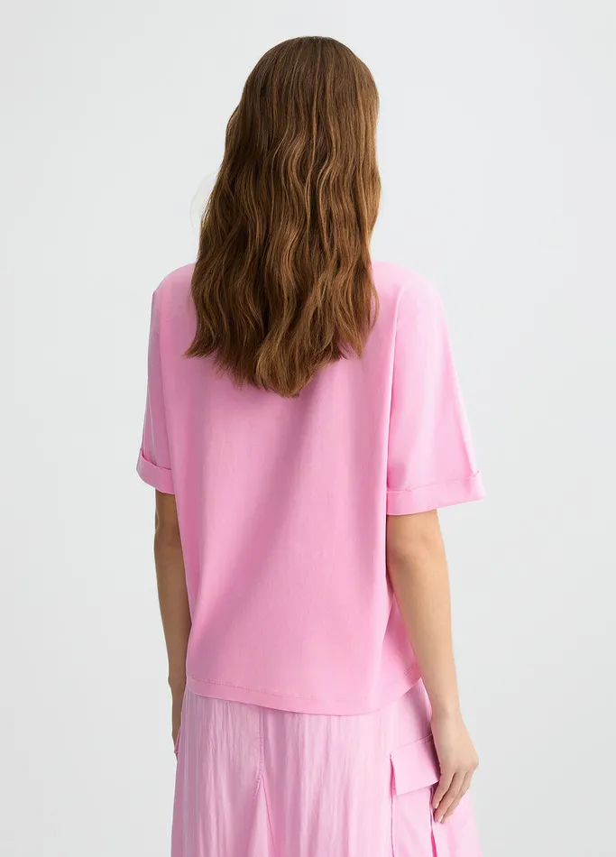 Women Liujo Tops And TShirts TShirt With Logo And Gemstones Pink
