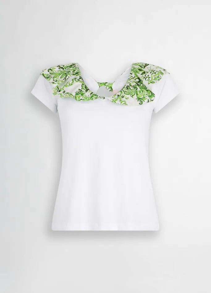 Women Liujo Tops And TShirts TShirt With Printed Ruching Whitegreen