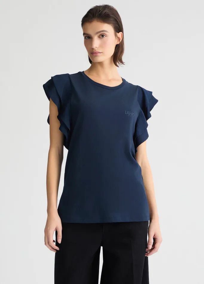 Women Liujo Tops And TShirts TShirt With Ruching Blue