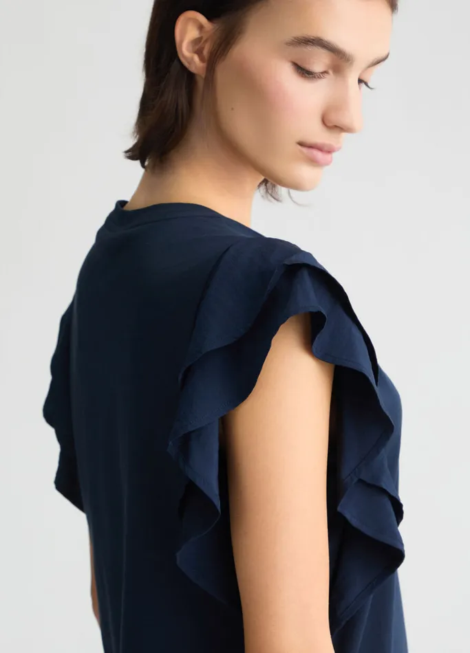 Women Liujo Tops And TShirts TShirt With Ruching Blue