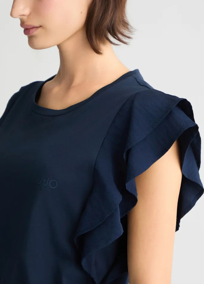 Women Liujo Tops And TShirts TShirt With Ruching Blue