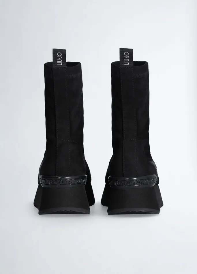 Women Liujo Trainers Black Ankle Boots With Glittery Star
