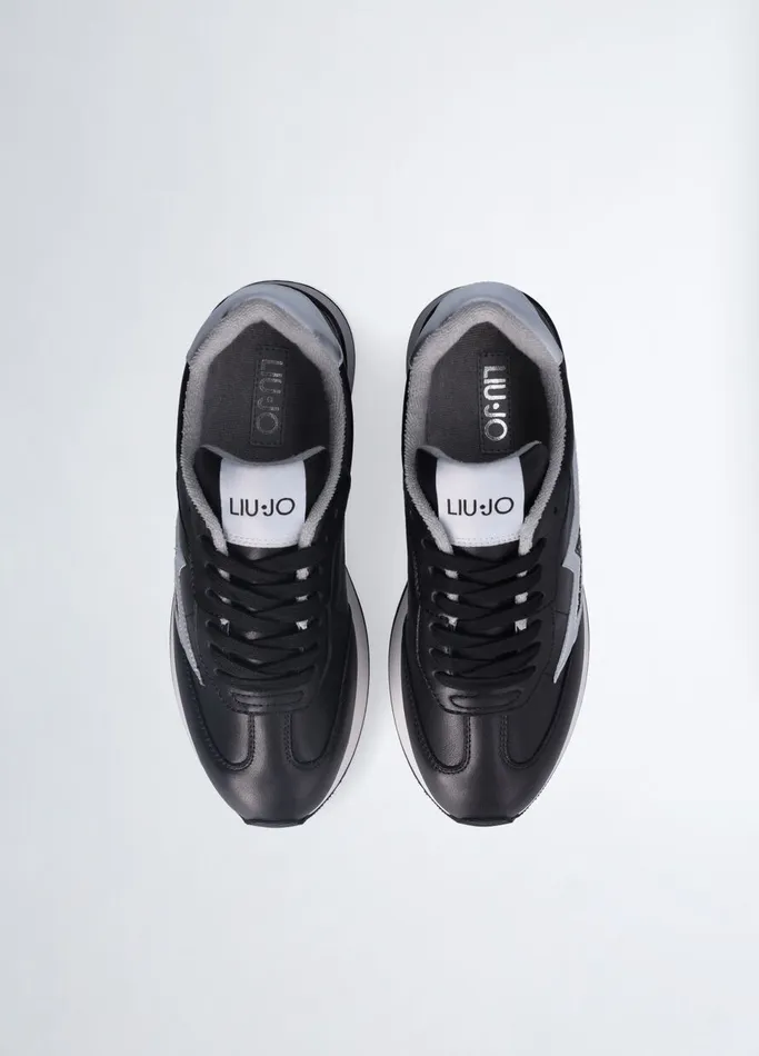 Women Liujo Trainers Black Leather Sneakers