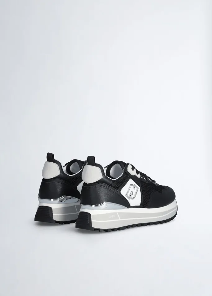 Women Liujo Trainers Leather And Mesh Platform Sneakers Black