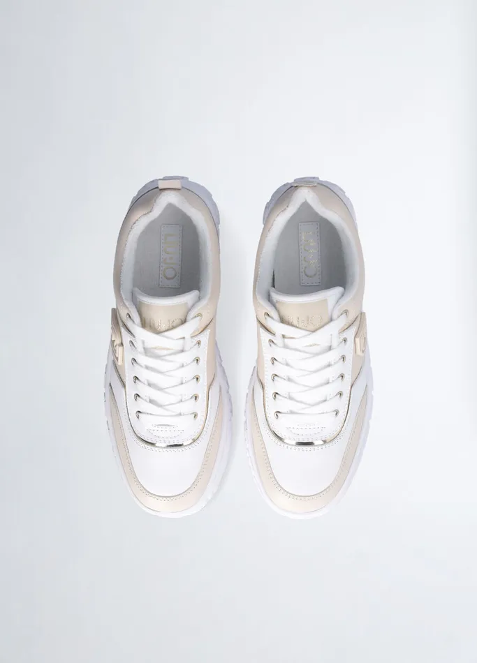 Women Liujo Trainers Leather Sneakers White And Beige