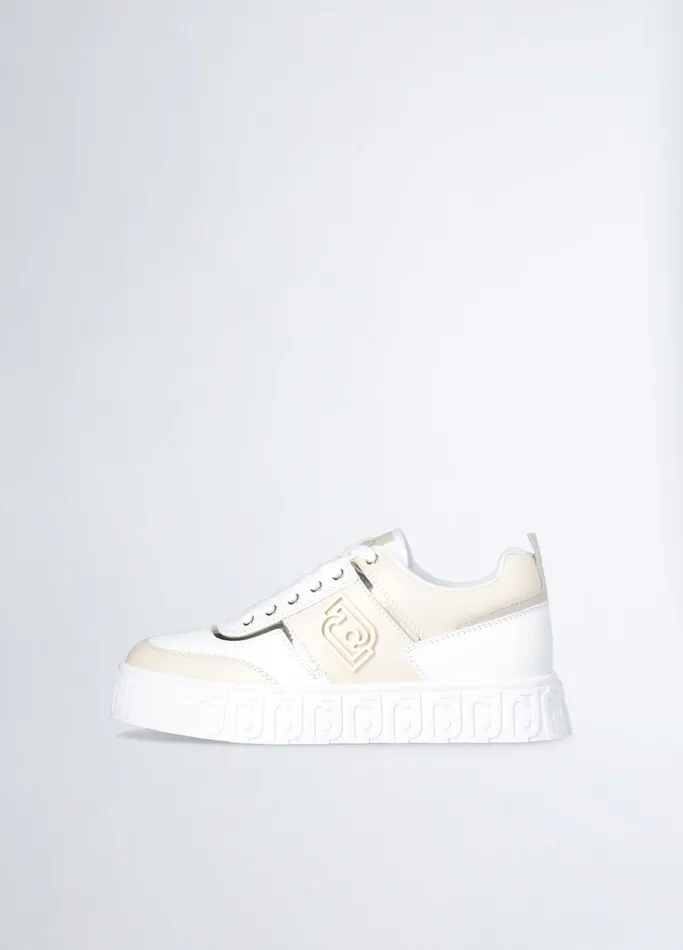 Women Liujo Trainers Leather Sneakers White And Beige