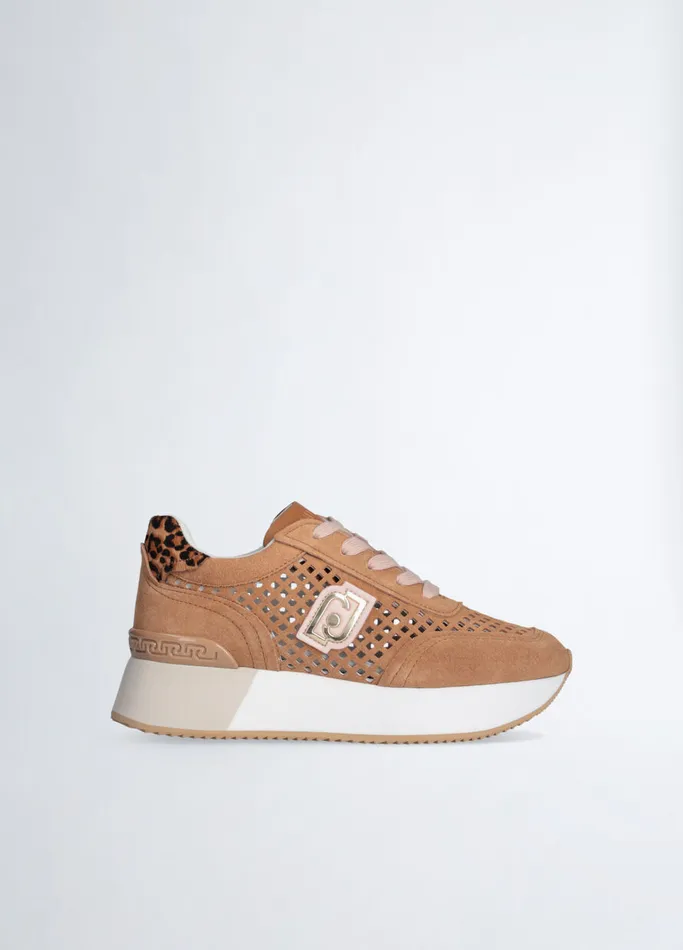 Women Liujo Trainers Perforated Platform Sneakers Brown