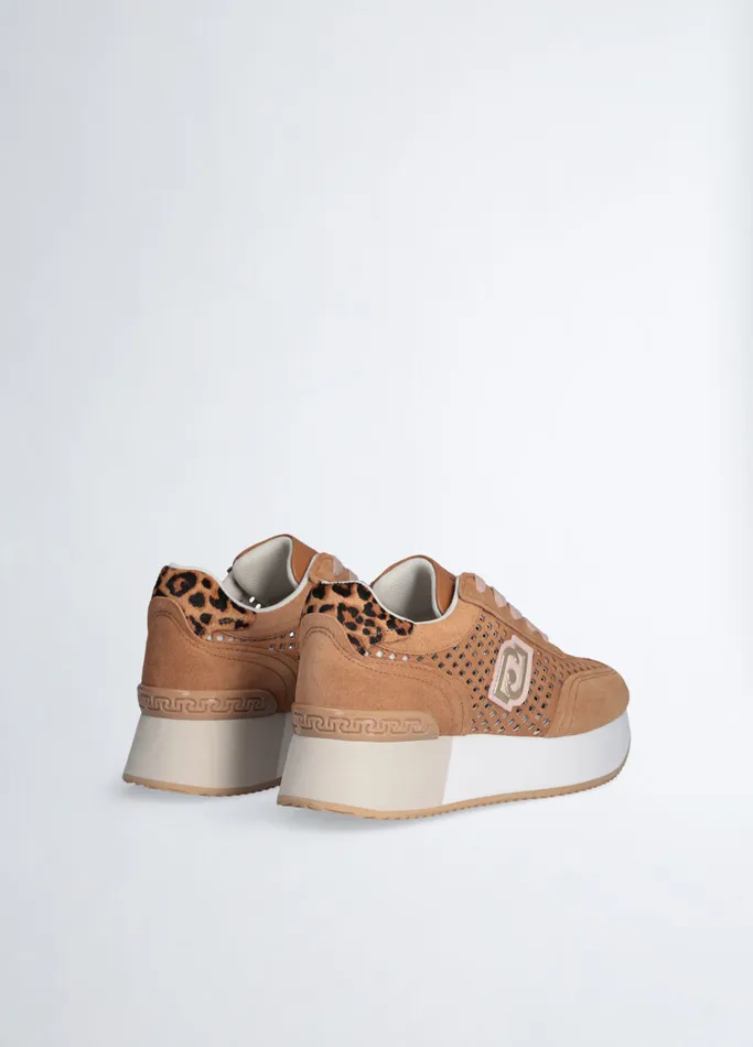 Women Liujo Trainers Perforated Platform Sneakers Brown