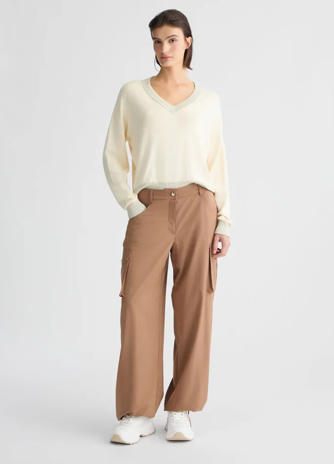 Women Liujo Trousers Beige Cargo Trousers Brown