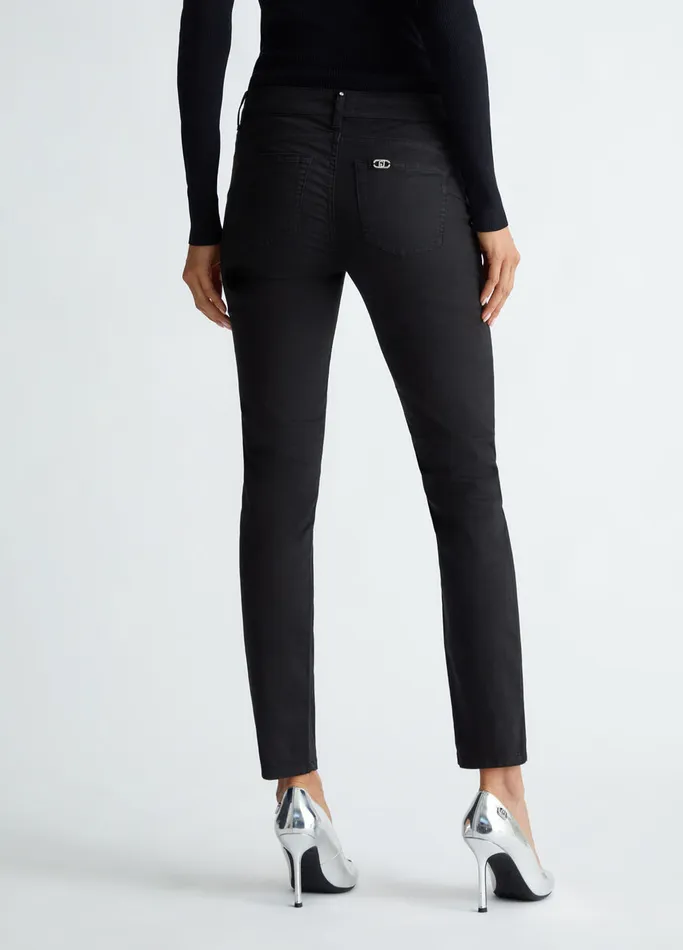 Women Liujo Trousers Bottom Up Trousers With Rhinestones Black