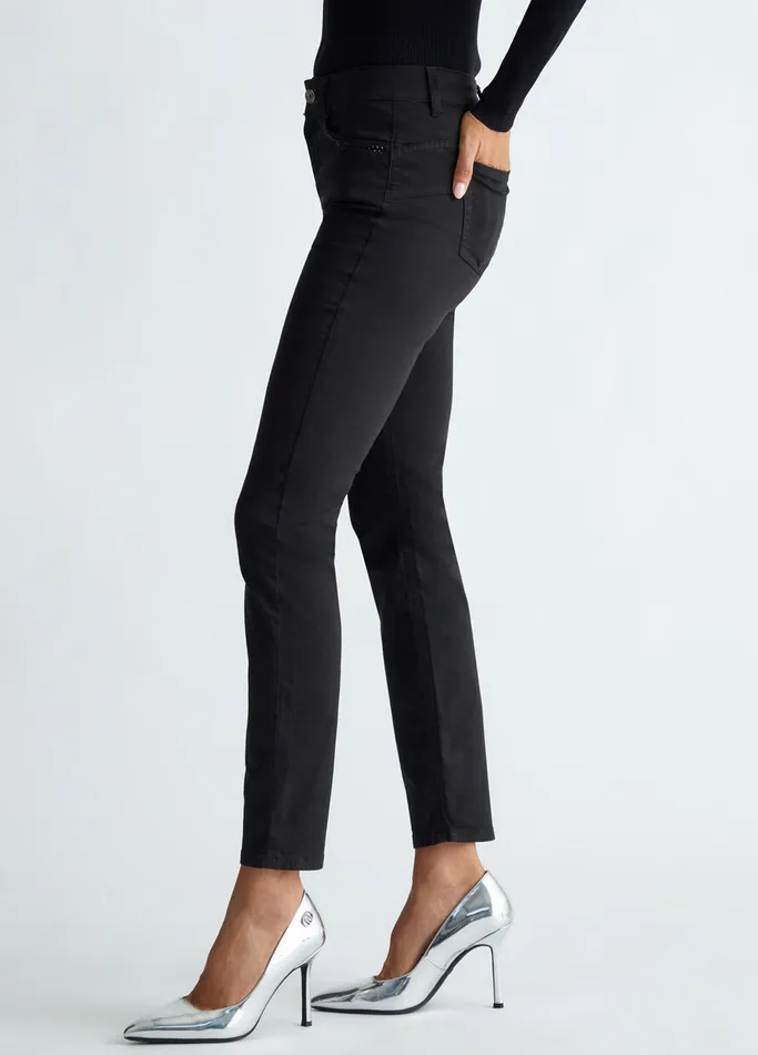 Women Liujo Trousers Bottom Up Trousers With Rhinestones Black