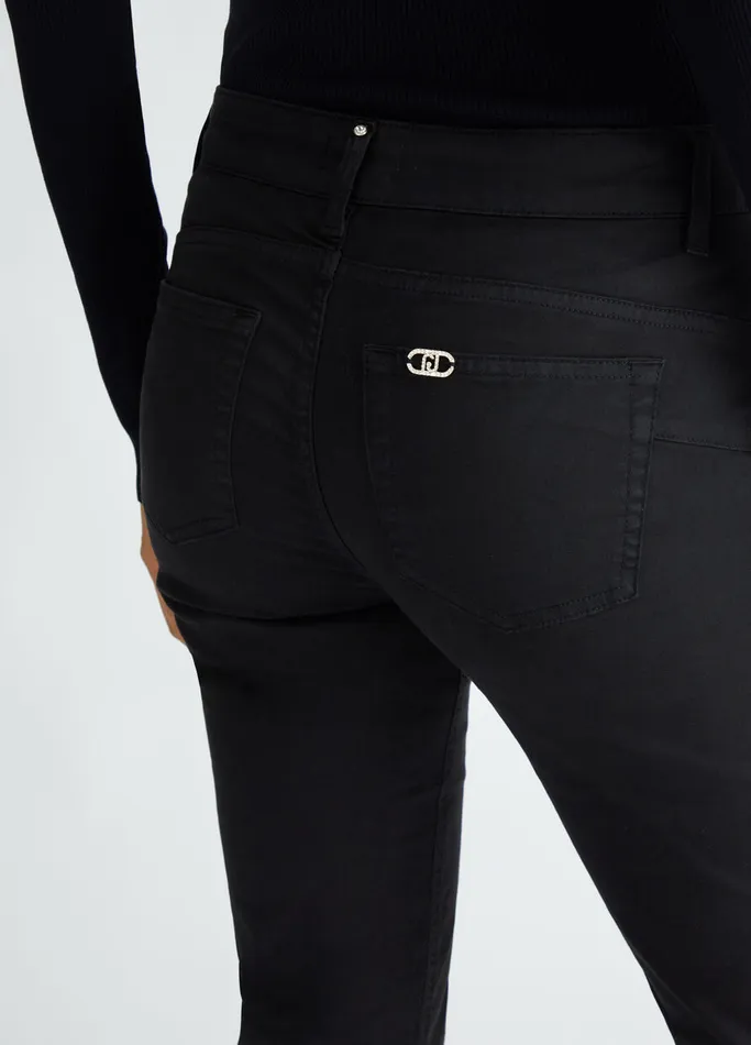 Women Liujo Trousers Bottom Up Trousers With Rhinestones Black