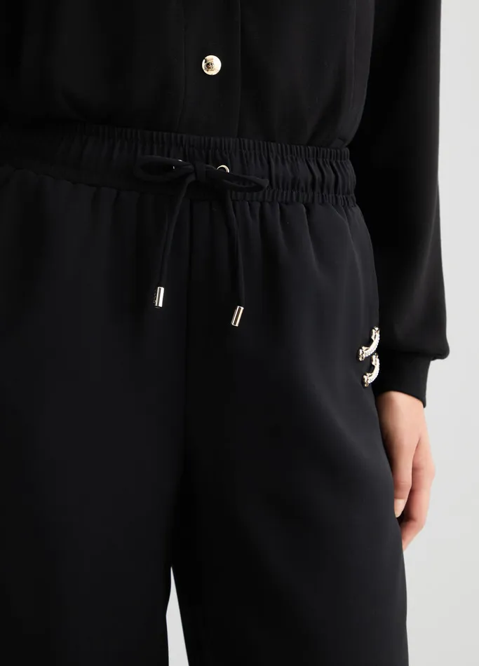 Women Liujo Trousers Cropped Jogging Trousers Black