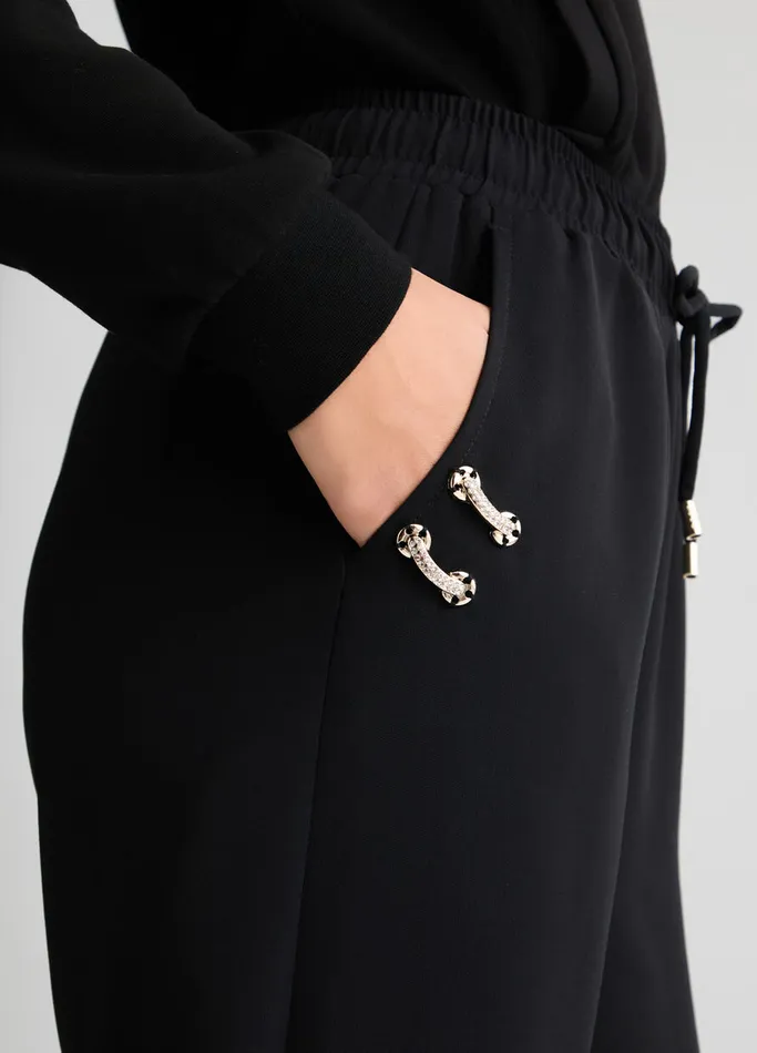 Women Liujo Trousers Cropped Jogging Trousers Black