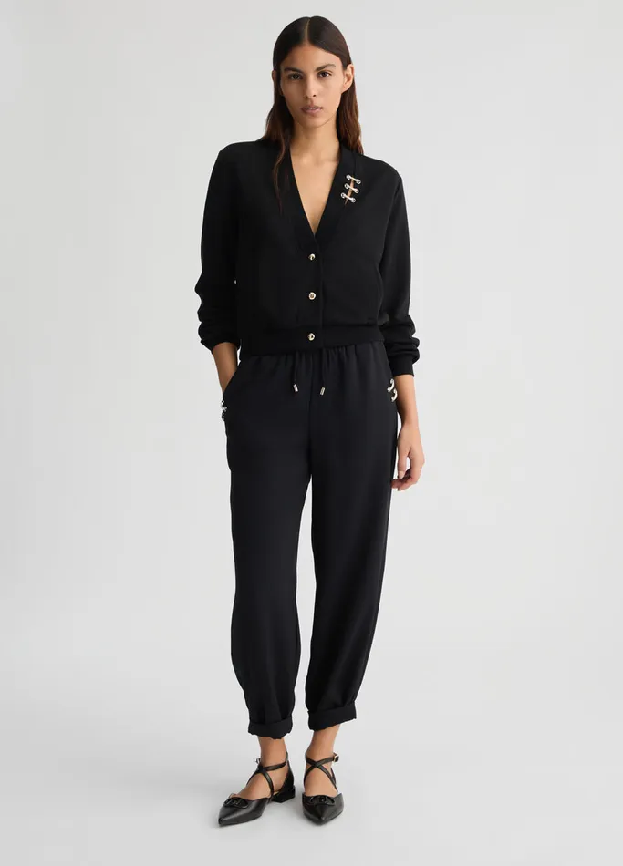Women Liujo Trousers Cropped Jogging Trousers Black