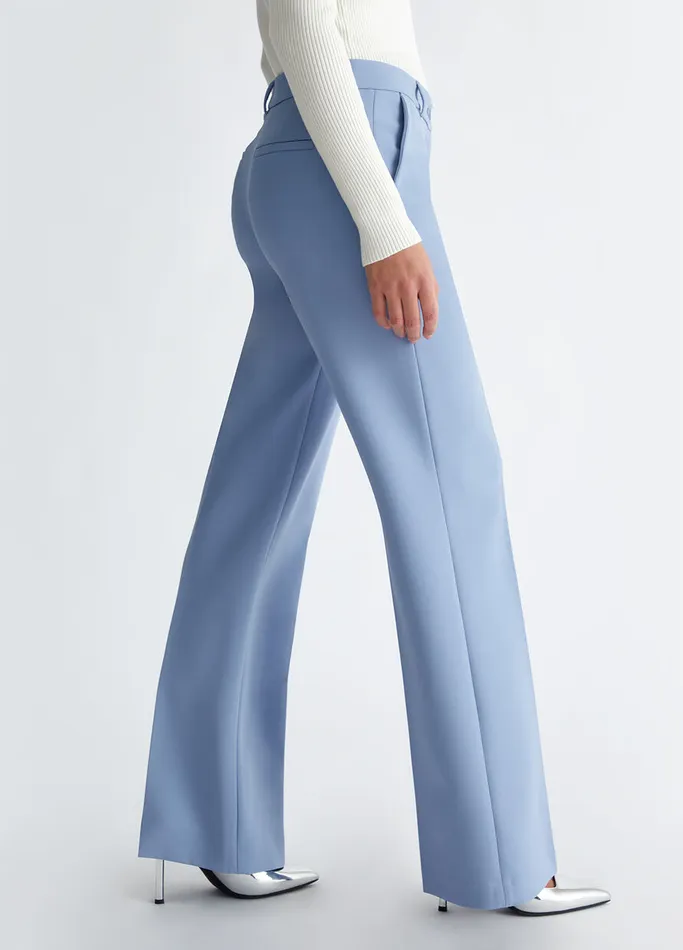 Women Liujo Trousers Flared Crepe Trousers Light Blue