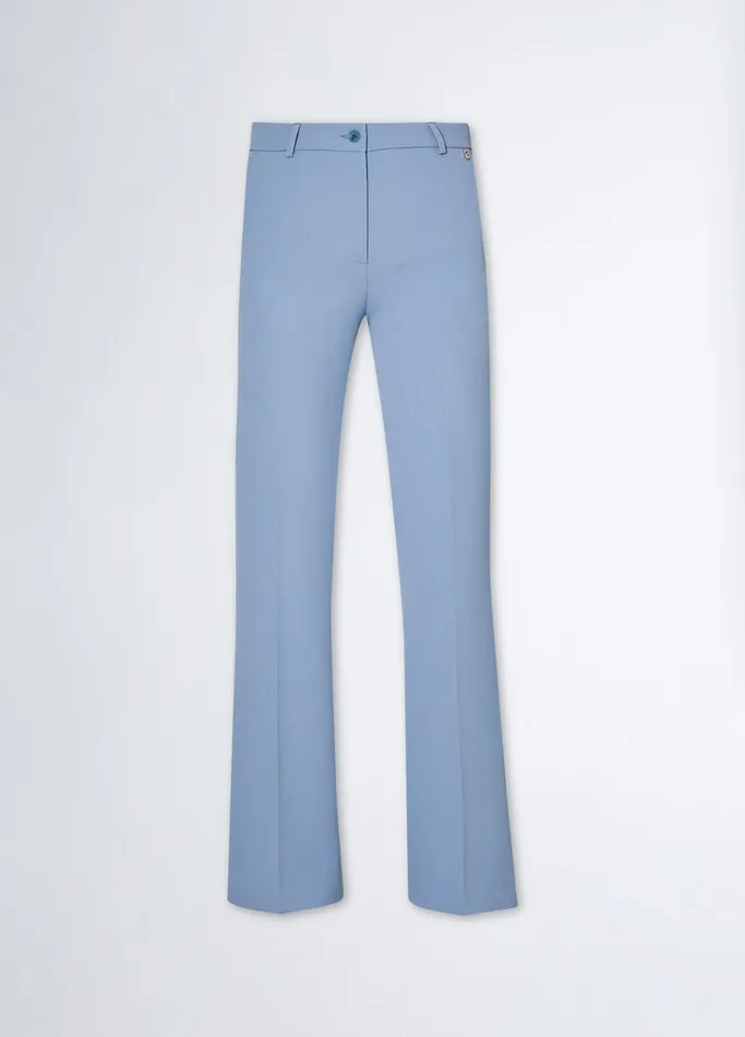 Women Liujo Trousers Flared Crepe Trousers Light Blue