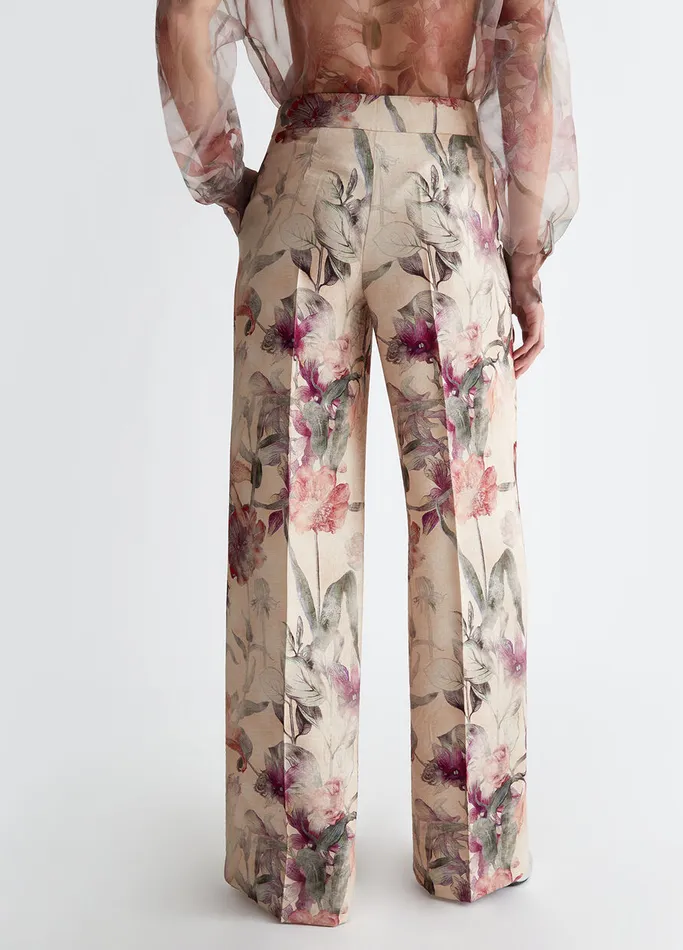 Women Liujo Trousers Floral Palazzo Trousers Pink