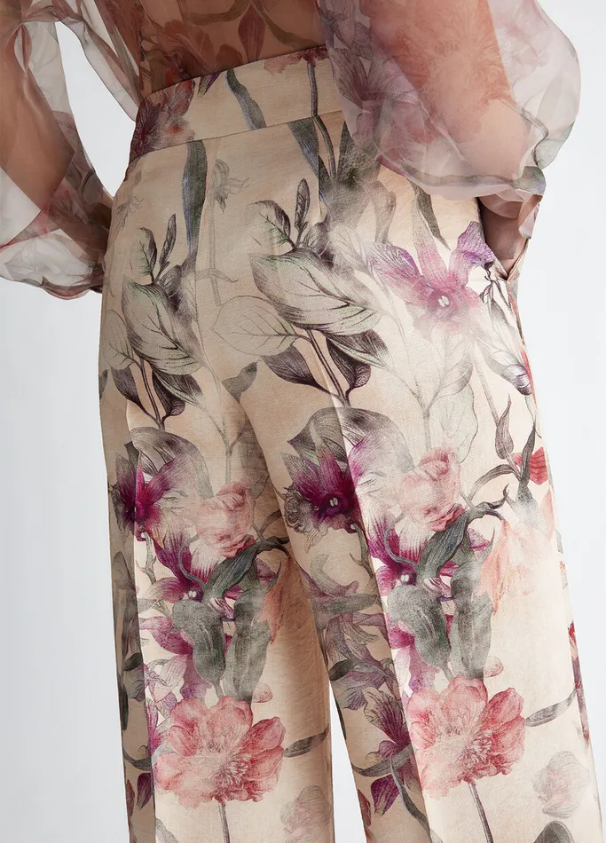 Women Liujo Trousers Floral Palazzo Trousers Pink