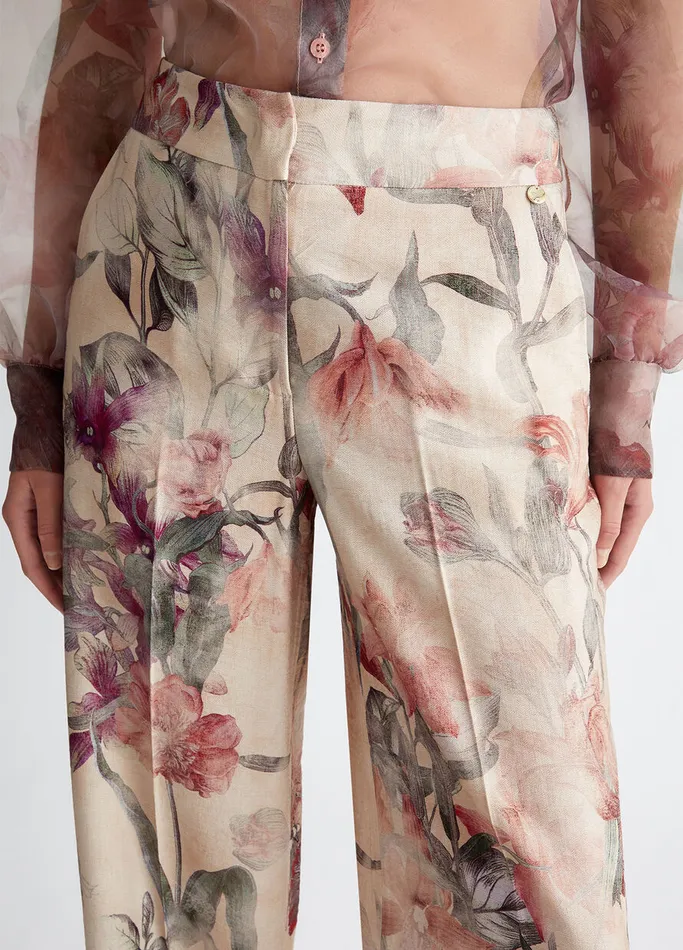 Women Liujo Trousers Floral Palazzo Trousers Pink