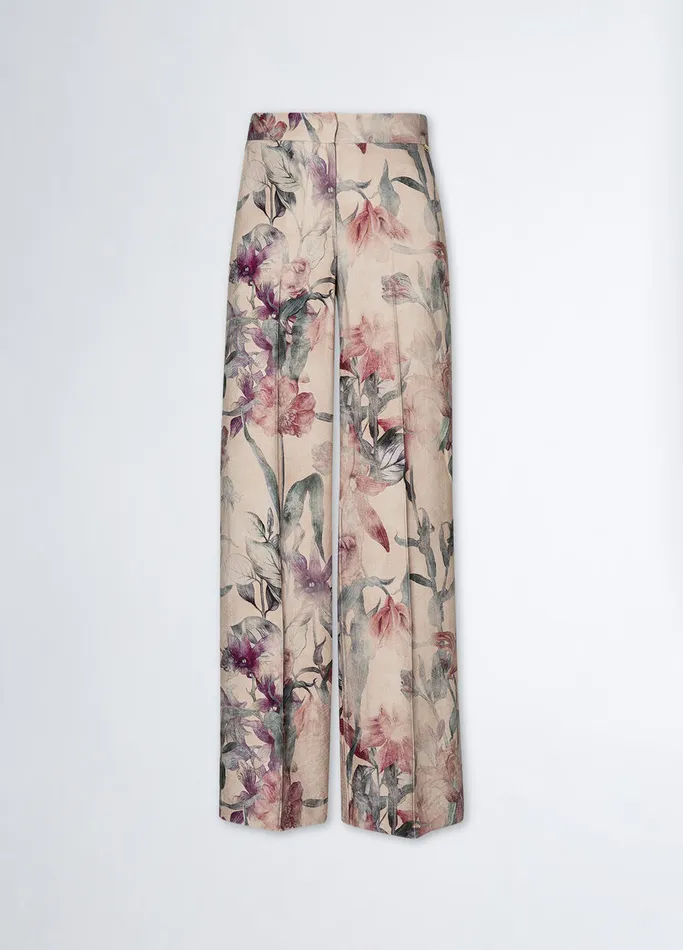 Women Liujo Trousers Floral Palazzo Trousers Pink
