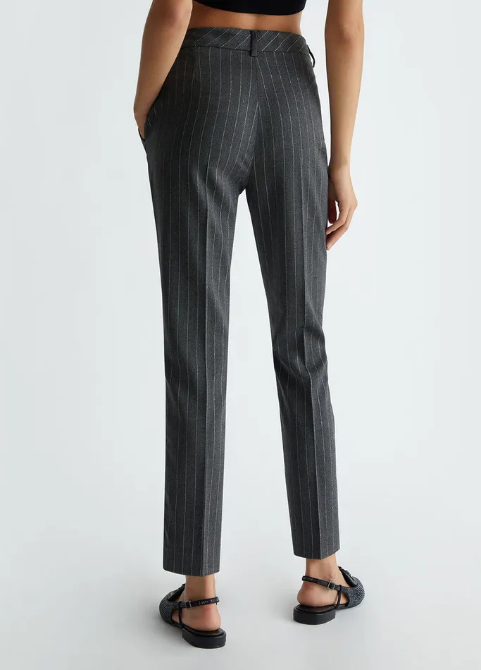 Women Liujo Trousers Pinstripe Chinos Grey