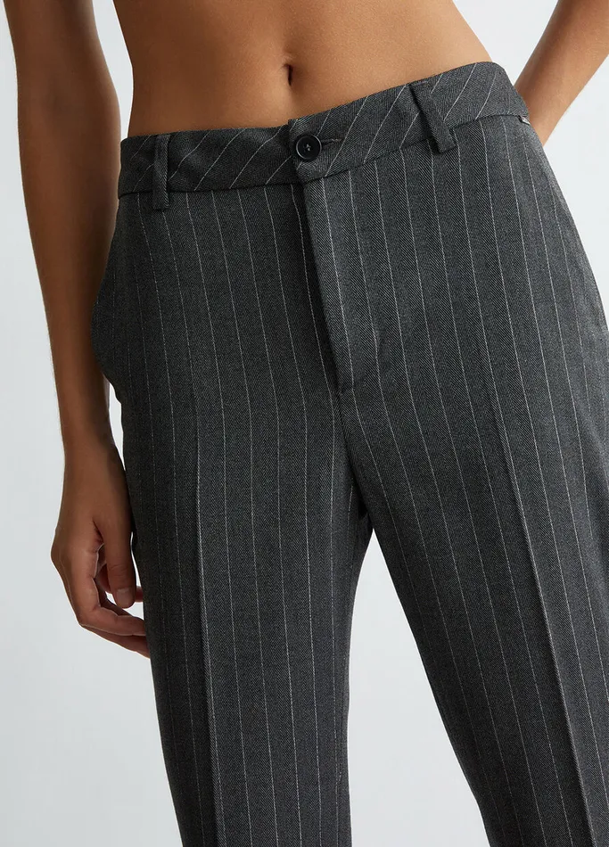 Women Liujo Trousers Pinstripe Chinos Grey