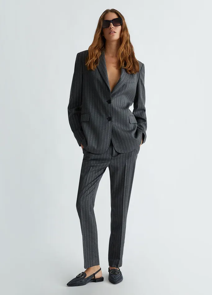 Women Liujo Trousers Pinstripe Chinos Grey
