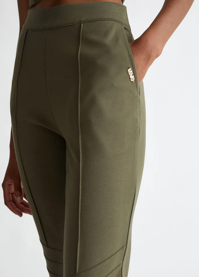 Women Liujo Trousers Stretch Jersey Trousers Olive Green