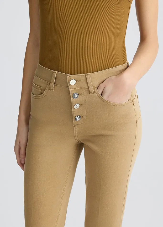 Women Liujo Trousers White HighRise Bootcut Trousers Beige