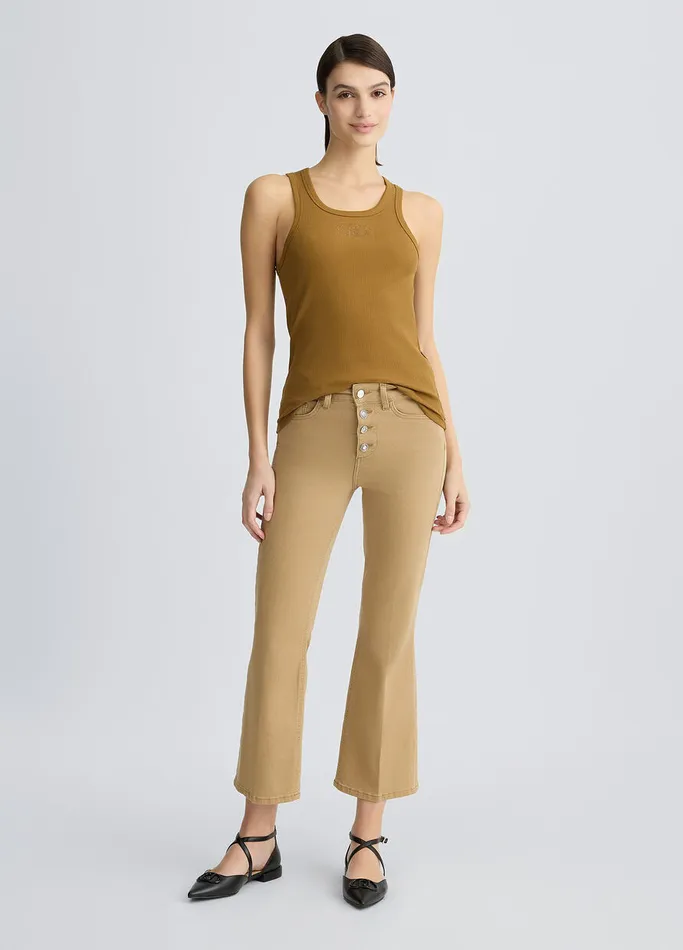 Women Liujo Trousers White HighRise Bootcut Trousers Beige