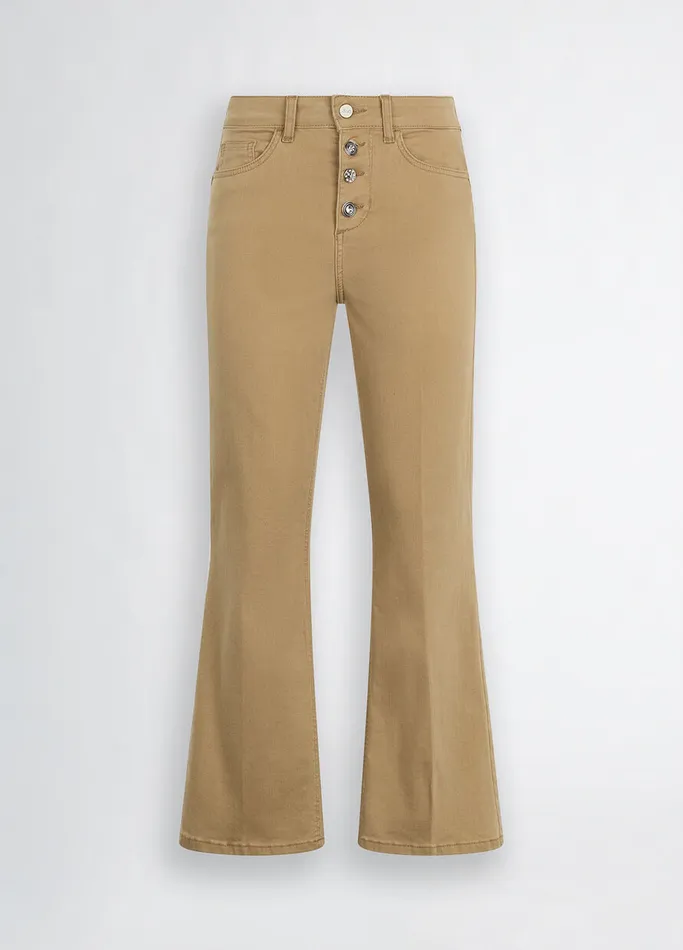 Women Liujo Trousers White HighRise Bootcut Trousers Beige