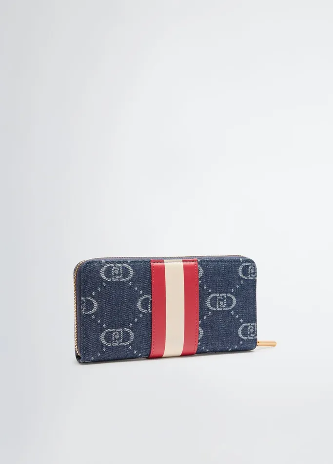 Women Liujo Wallets Jacquard ZipAround Wallet Dark Denim