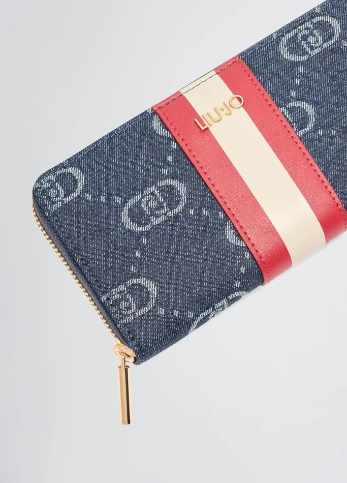 Women Liujo Wallets Jacquard ZipAround Wallet Dark Denim
