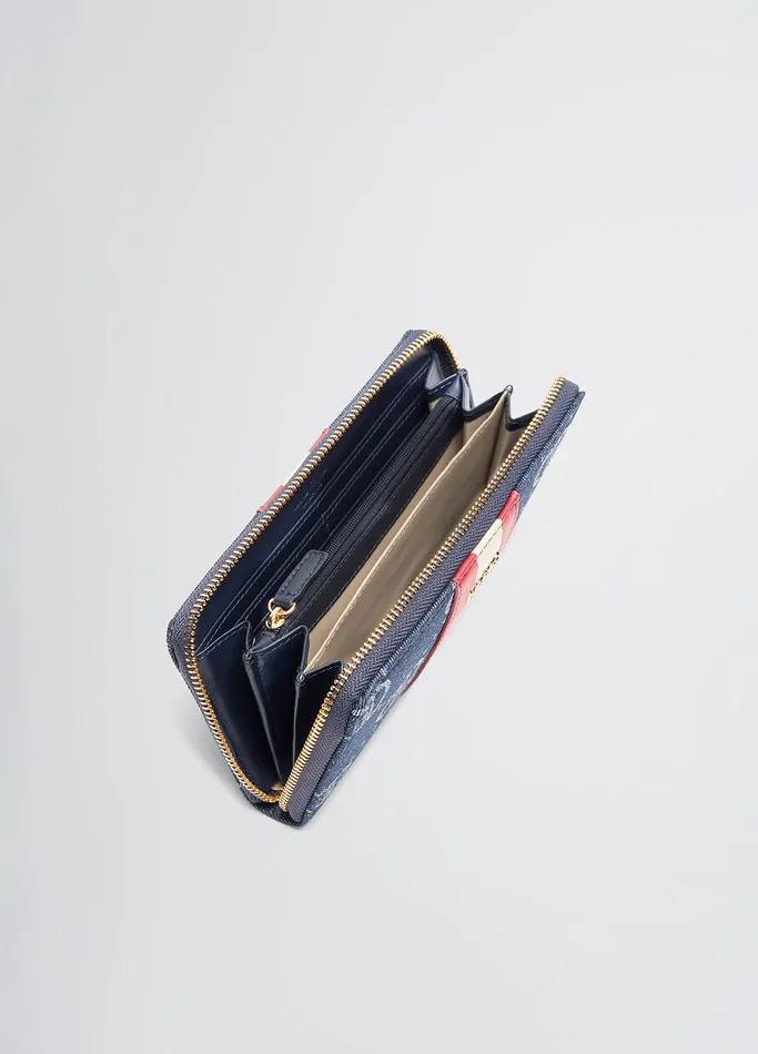 Women Liujo Wallets Jacquard ZipAround Wallet Dark Denim