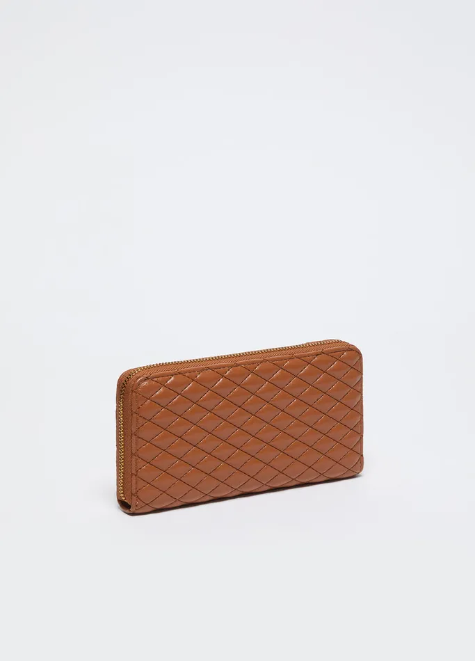 Women Liujo Wallets Quilted ZipAround Purse Brown