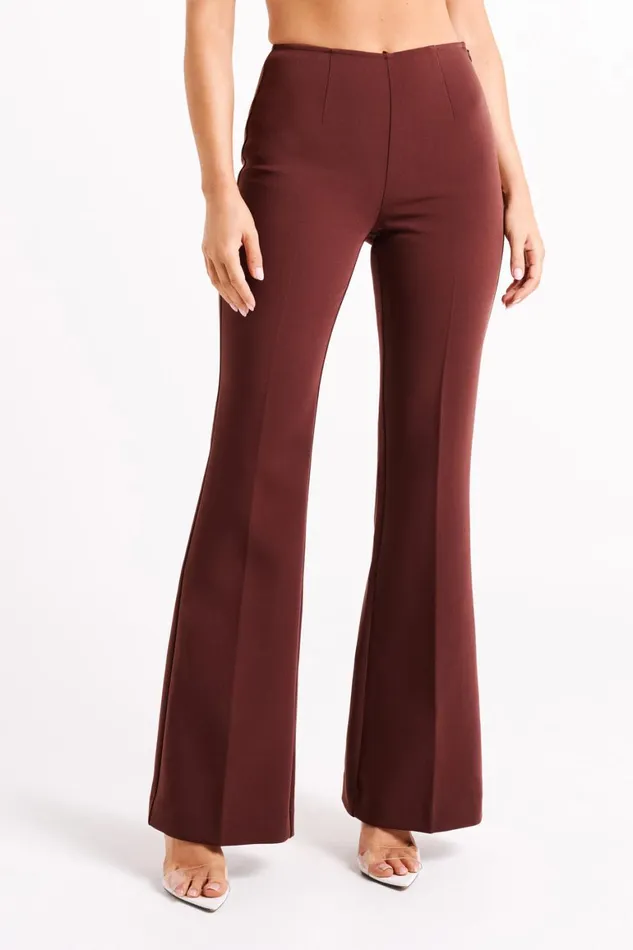 Women Loretta Fit and Flare Tailored Pant 8211 Chocolate Chocolate Meshki Pants