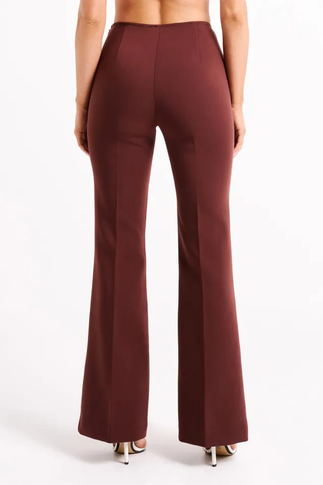Women Loretta Fit and Flare Tailored Pant 8211 Chocolate Chocolate Meshki Pants