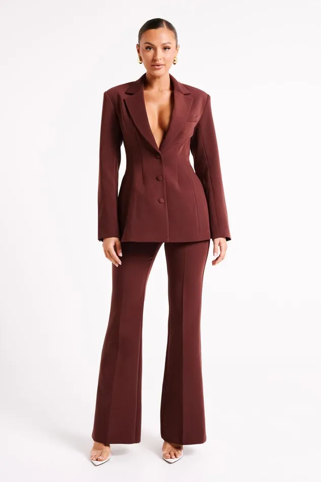 Women Loretta Fit and Flare Tailored Pant 8211 Chocolate Chocolate Meshki Pants
