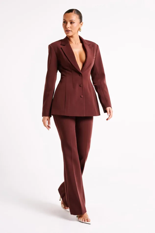 Women Loretta Fit and Flare Tailored Pant 8211 Chocolate Chocolate Meshki Pants