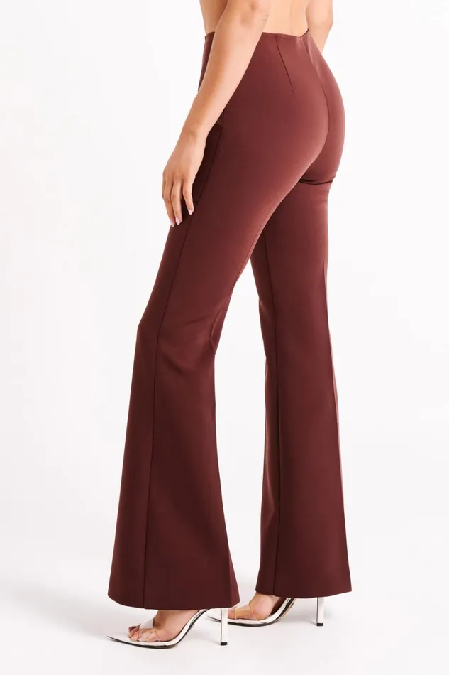 Women Loretta Fit and Flare Tailored Pant 8211 Chocolate Chocolate Meshki Pants