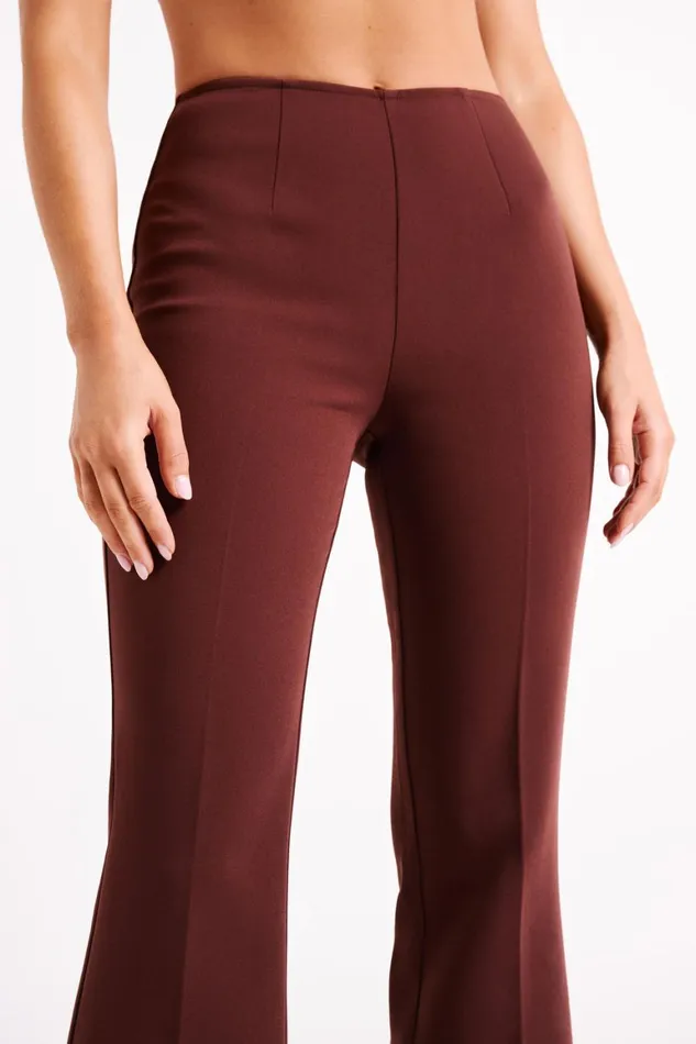 Women Loretta Fit and Flare Tailored Pant 8211 Chocolate Chocolate Meshki Pants
