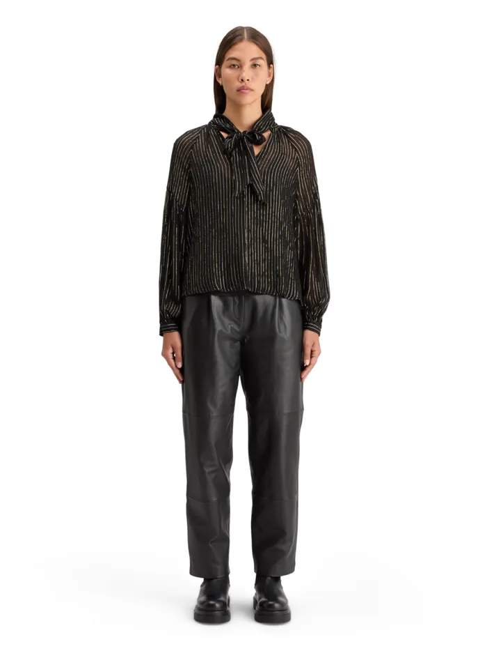 Women LUREX TOP WITH BOW NECK Evening Black Scotch and Soda Blouses and Shirts