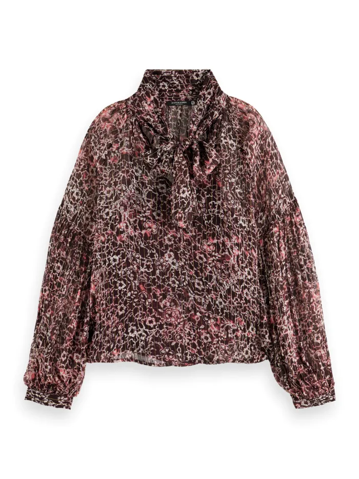 Women LUREX TOP WITH BOW NECK Evening Black Scotch and Soda Blouses and Shirts Women LUREX TOP WITH BOW NECK Evening Black Scotch and Soda Blouses and Shirts