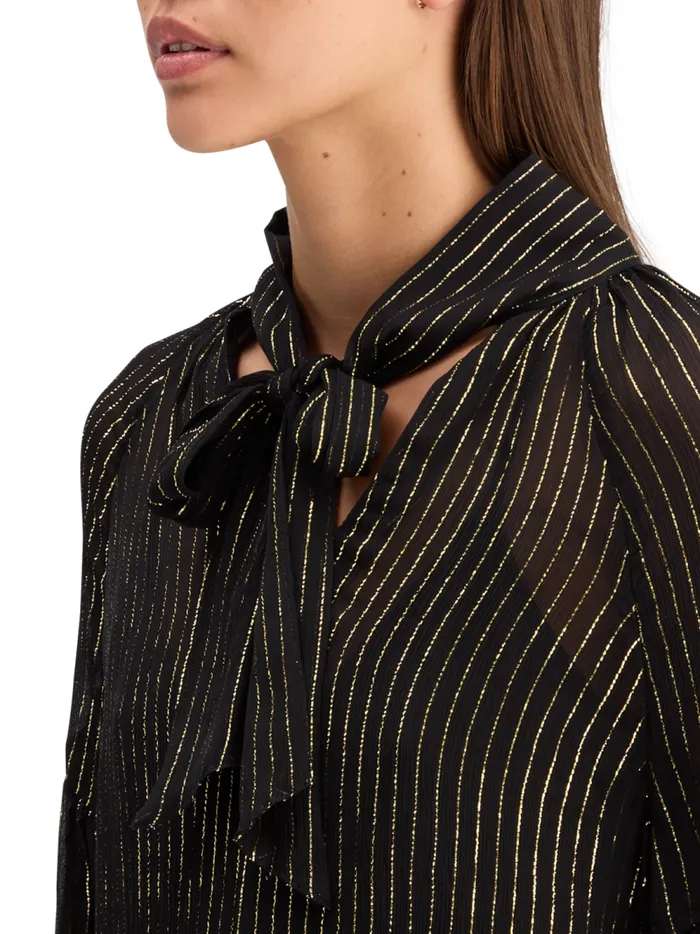 Women LUREX TOP WITH BOW NECK Evening Black Scotch and Soda Blouses and Shirts Women LUREX TOP WITH BOW NECK Evening Black Scotch and Soda Blouses and Shirts
