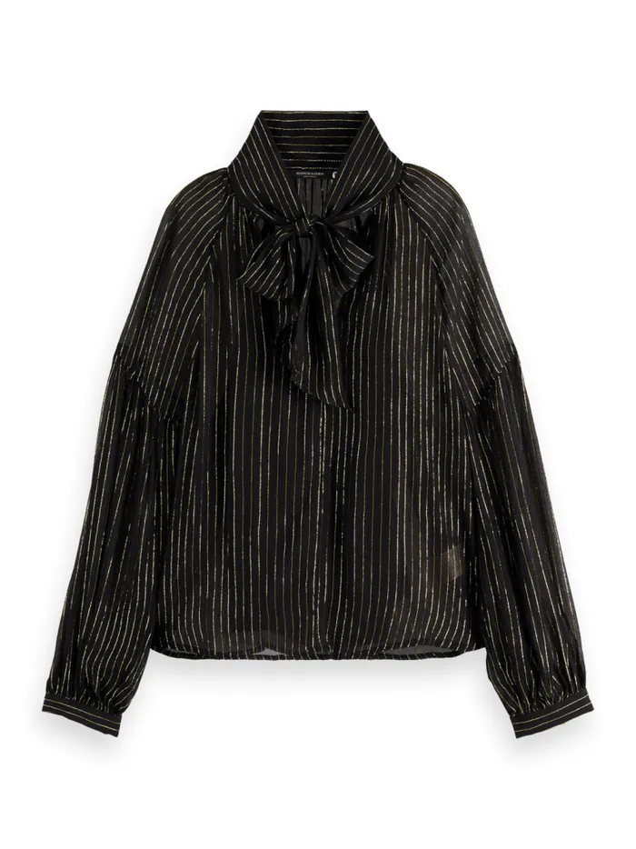 Women LUREX TOP WITH BOW NECK Evening Black Scotch and Soda Blouses and Shirts Women LUREX TOP WITH BOW NECK Evening Black Scotch and Soda Blouses and Shirts